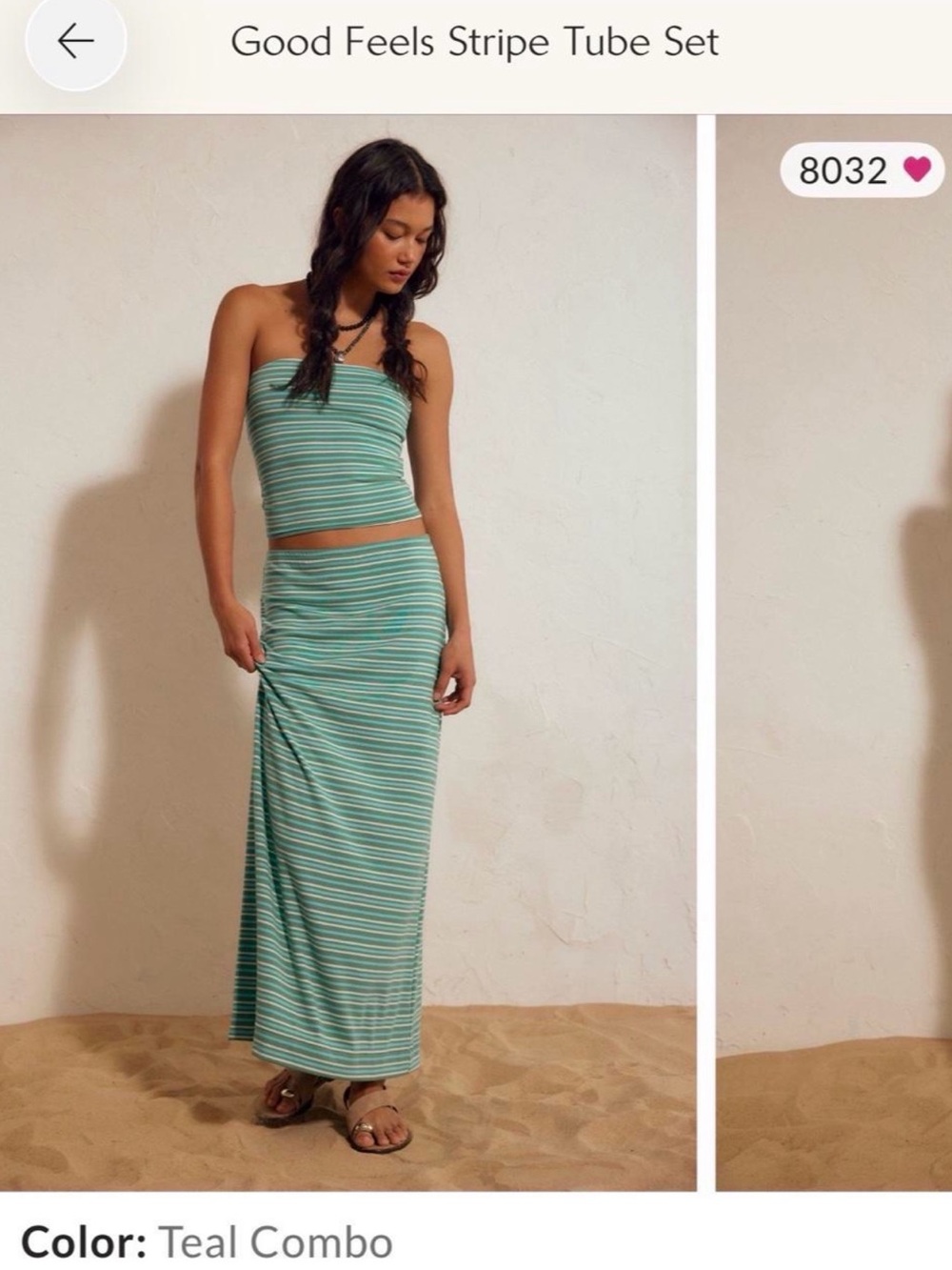 Free People Teal Stripe Tube Maxi Set